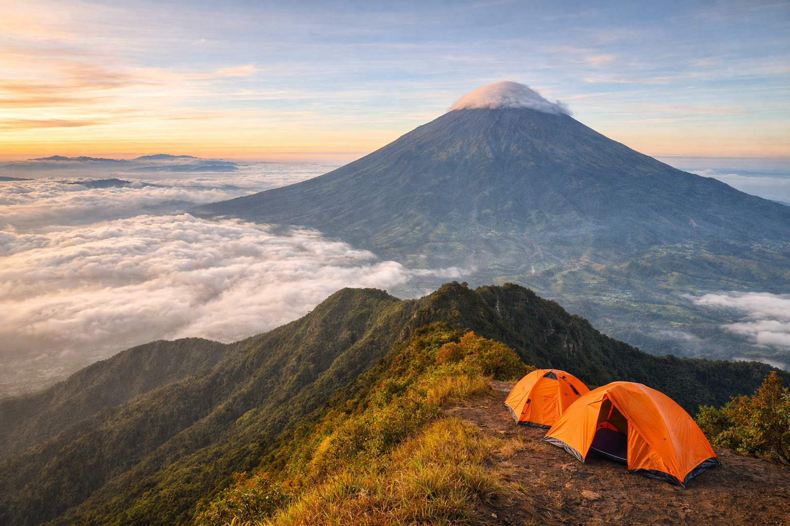 Gunung Ciremai saat matahari terbit