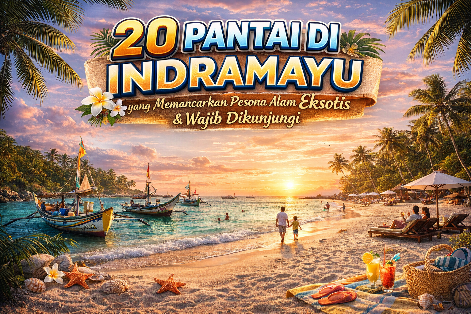 Keindahan pantai Indramayu saat senja