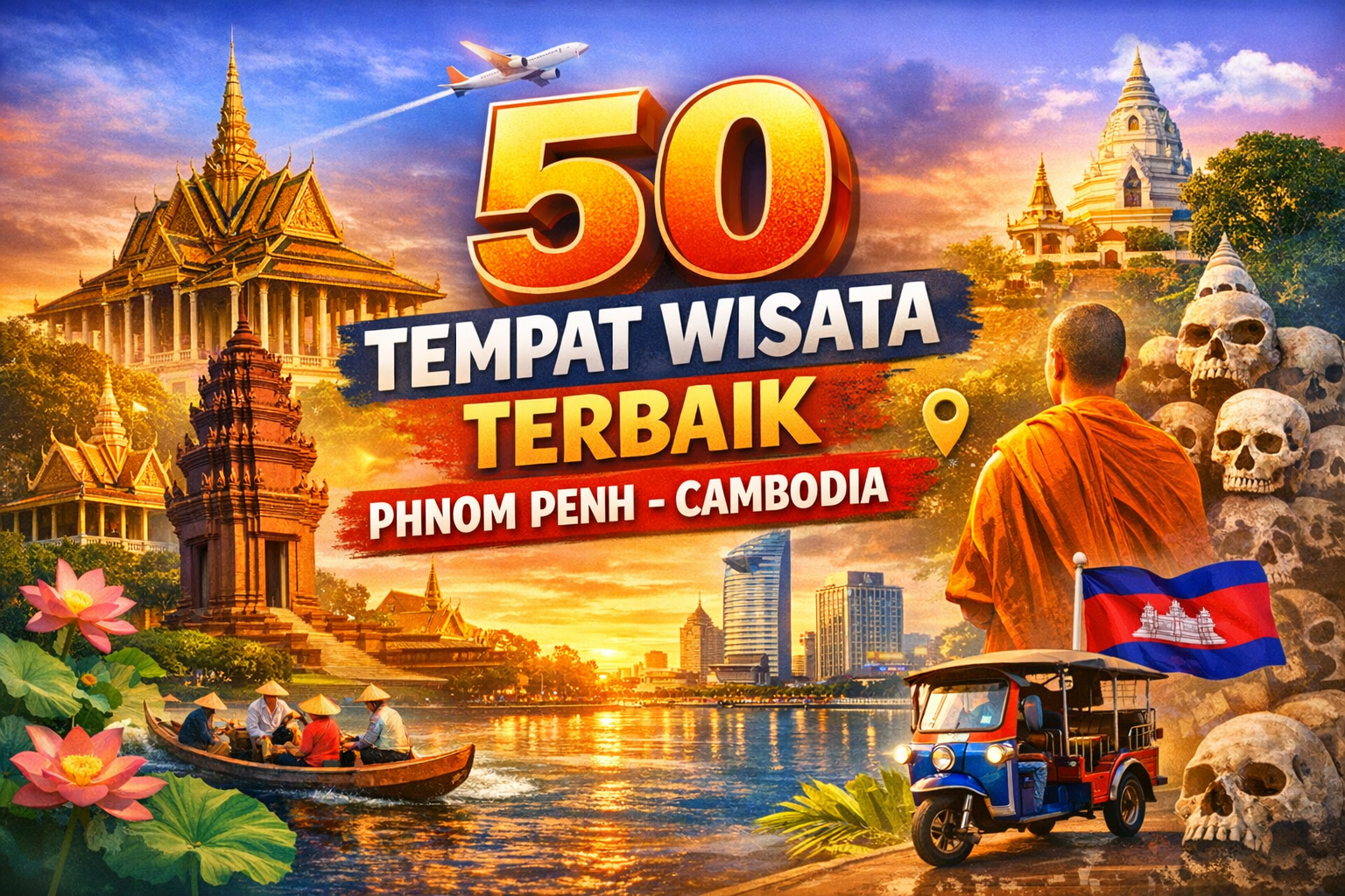 50 tempat wisata terbaik di Phnom Penh