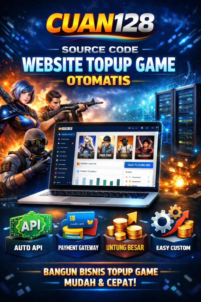 Desain promosi CUAN128 untuk game topup otomatis
